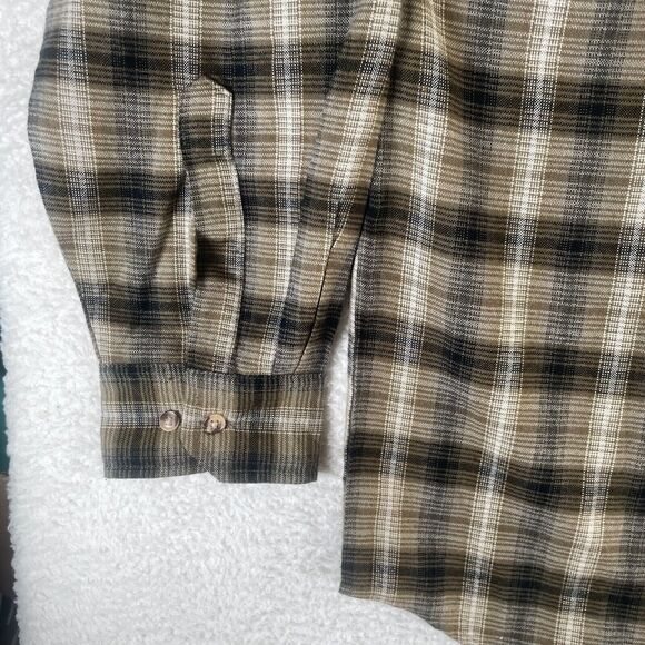 VTG Northwest Territory Flannel Shacket Mens Large Beige Plaid Nylon Lined - Picture 7 of 13
